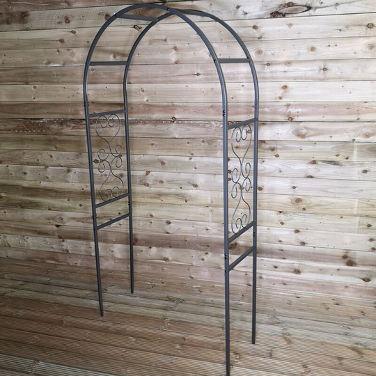Samuel Alexander - 7.5ft (2.28m x 1.1m) Tom Chambers Climbing Rose Arch Trellis Pewter Powder Coated Eden Metal Steel Garden Flower Arch