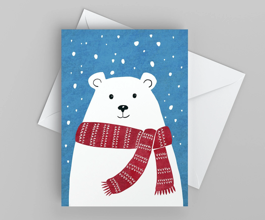 Christmas Card With Bear, Winter Greetings Card, Season's Greeting