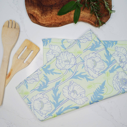 Poppy Green Tea Towel