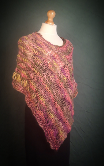 Hand Knit Poncho Ladies Pink Shawl Ponshawl Luxury Handmade Year Round Yoga Garment Fashion Style All Season