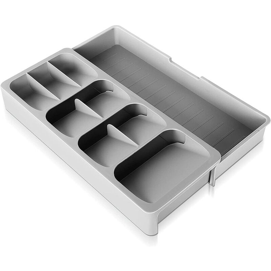 Cutlery Organizer, Cutlery Tray, 9 Compartment Drawer Organizer, Expandable Plastic Kitchen Drawer Organizer for Cutlery, Drawer Organizer Tray