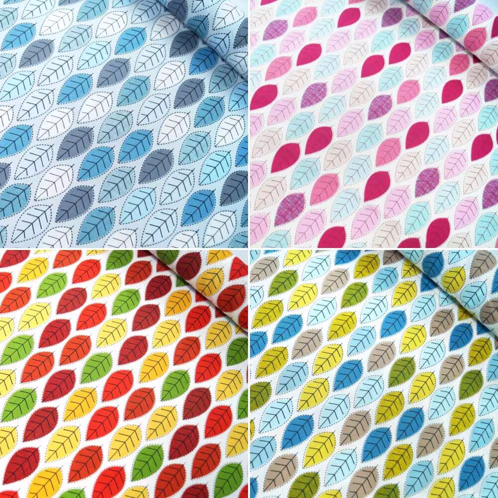 100% Cotton Poplin Fabric Rose & Hubble Four Seasons Leaves Foliage Floral