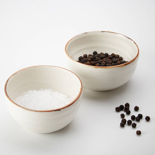 Ceramic Bronze Lustre Rim Salt/Pepper Pinch Bowls