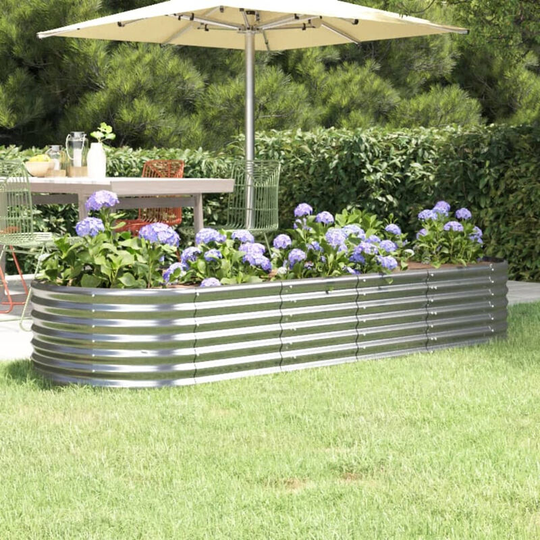 Asupermall - Garden Planter Powder-coated Steel 224x80x36 cm Silver