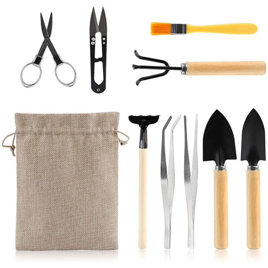 10PCS Garden Planting Tool Set Bonsai Succulent Transplanting Miniature Fairy Garden Planting Gardening Hand Tools for Home Office Garden