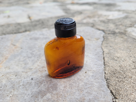 Small Merck Apothecary Bottle, E. Darmstadt German, Brown Glass Vintage Small Pharmacy Honey Color Bottle, Made in Germany