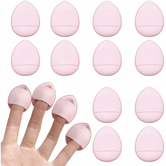 Monly - 12 Pcs Finger Powder Puff Makeup Mini Powder Puff Soft Powder Puff for Foundation Concealer Cosmetic Foundation Sponge Mineral Powder Wet and