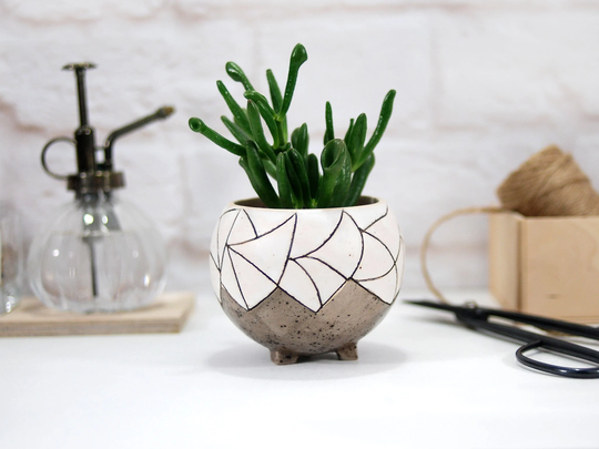 Ceramic Planter Pot || Modern | Geometric Plant For Succulents, Cactus Flower Desk Decor New Home Gift
