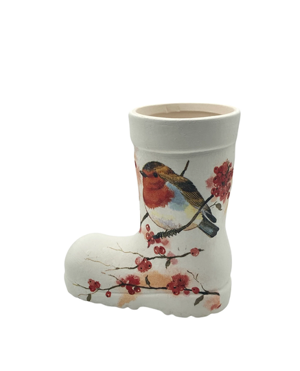 Planter, Robin Plant Pot, Planters, Unique Garden Gifts, Wellington Boot Decor, Mothers Day Gift