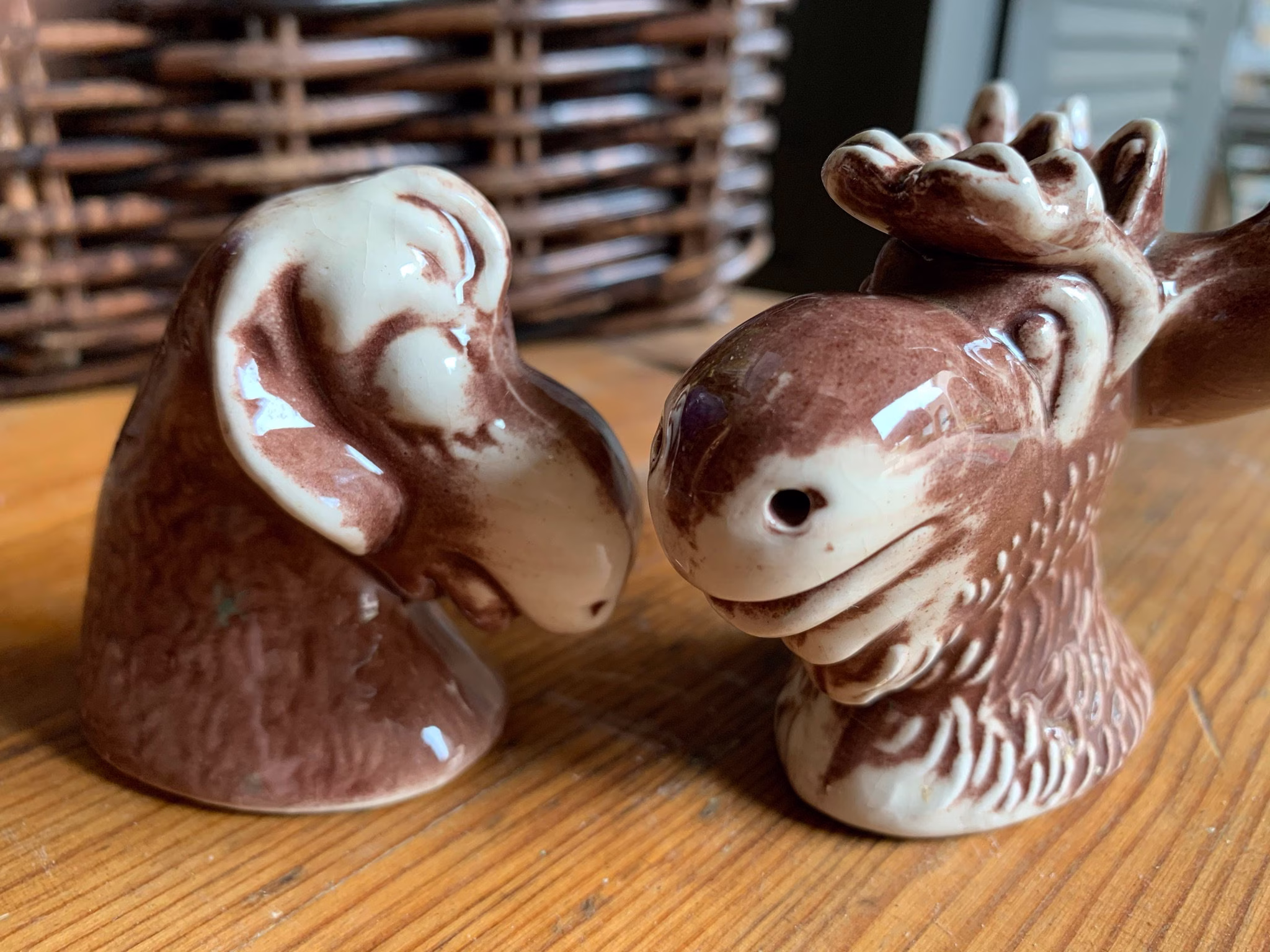 Vintage Moose & Cow Salt Pepper Shakers/Animal S/P Shakers