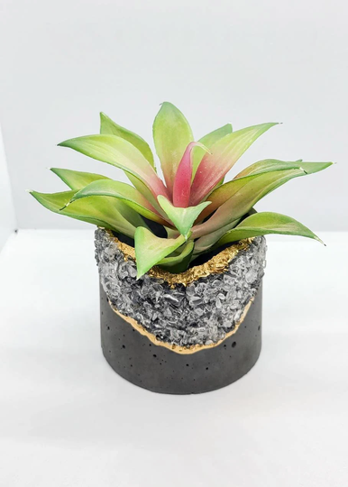 Quartz Succulent Planter, Geode Art, Housewarming Gift For New Home, Concrete Pot, Boho College Dorm Apartment Decor, Plant Lover