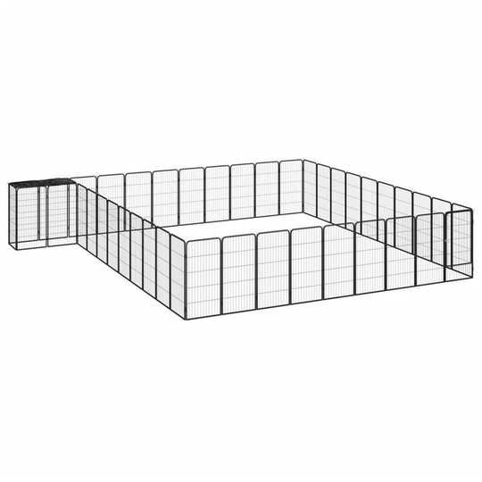 42-Panel Dog Playpen Black 50x100 cm Powder-coated Steel Vidaxl Black