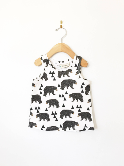 Bear Tank Top // Organic Baby Clothes Shirt Kids Boys Clothing Summer Toddler