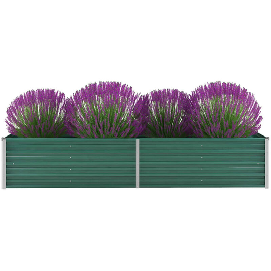 Garden Planter Galvanised Steel 240x80x45cm Green