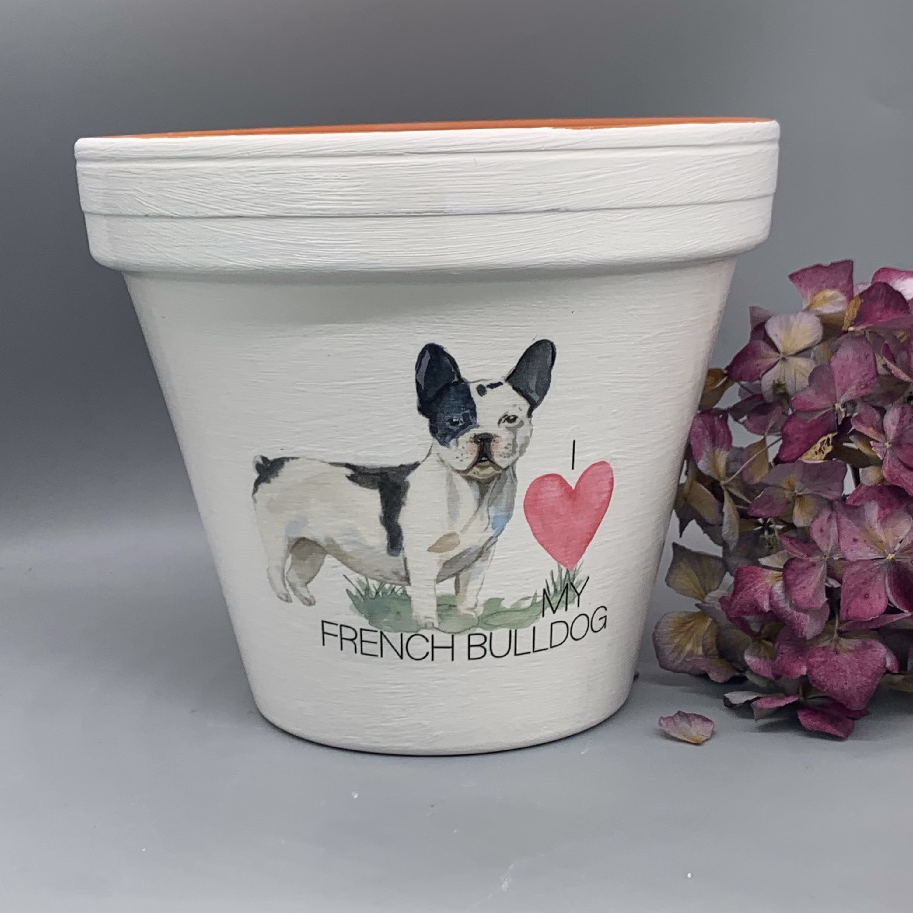 Personalised French Bulldog Plant Pot Gift. Dog Memorial Keepsake Flower Planter. Lovers Birthday Terracotta Pot
