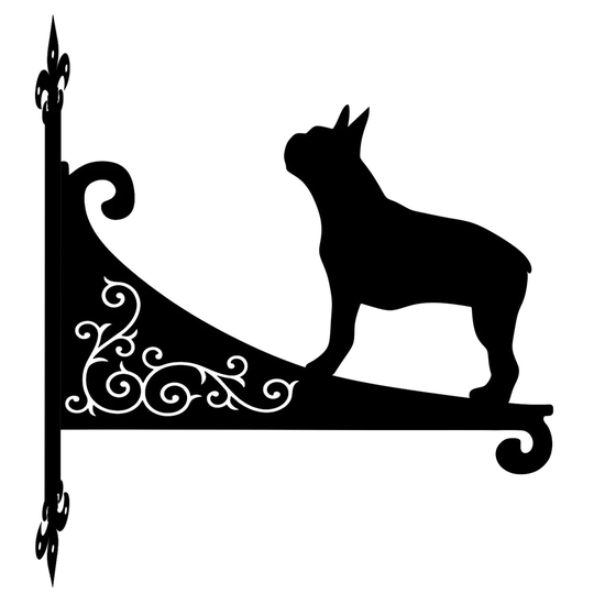 Boston Terrier Ornamental Scroll Hanging Bracket