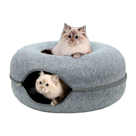 Scratch Resistant Detachable and Washable Large Donut Cat Bed, Available in All Seasons