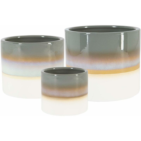 Reactive Glaze Plant Pots - 3 Sizes - Grey - Nicola Spring