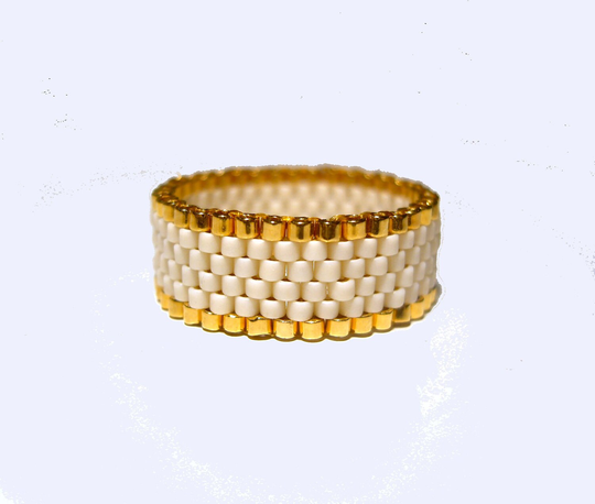 Seed Bead Ring 24K Gold Plated Beaded Delica 24Ct