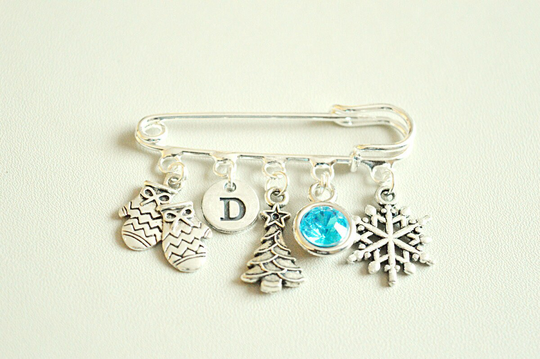 Winter Gift For Her, Christmas Gift, Merry Jewelry, Brooch, Xmas, 2019, Holiday, Winter, Seasons Greetings, Snowflake