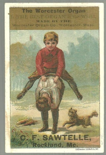 Organ & Piano Victorian Trade Cards Worcester, He Lake, Ludwig, Fischer, House Davis Lovely Ladies, Boys Playing, Landscapes