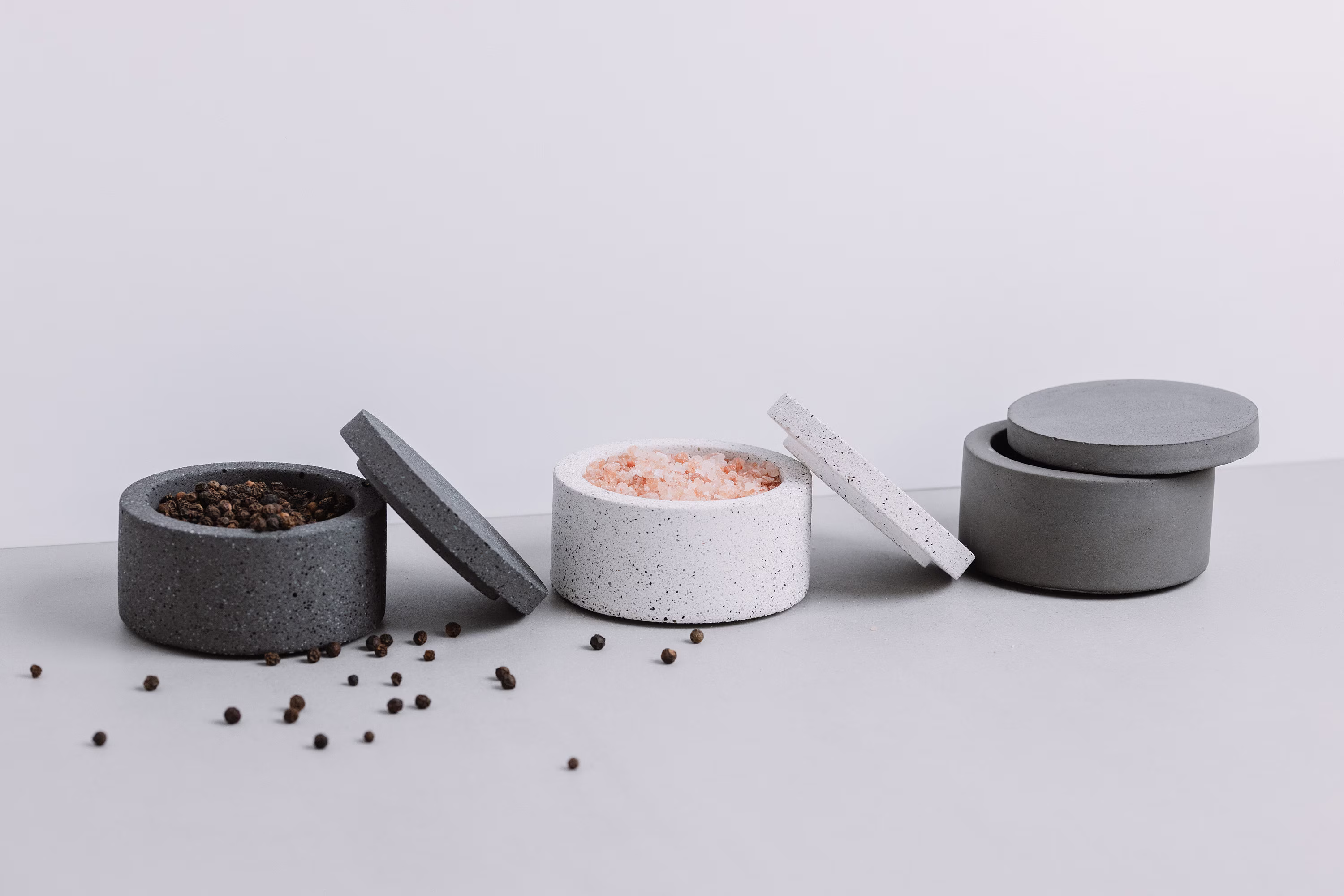 Concrete Jesmonite Salt & Pepper Pot | Cement Pinch Bowl Grey/White/Graphite Kitchen Storage Dishes Or