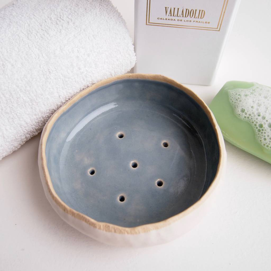 Handmade Powder Blue Ceramic Soap Dish