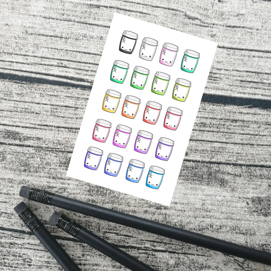 Kawaii Pill Bottles, Planner Stickers, Stickers, Rainbow Medication