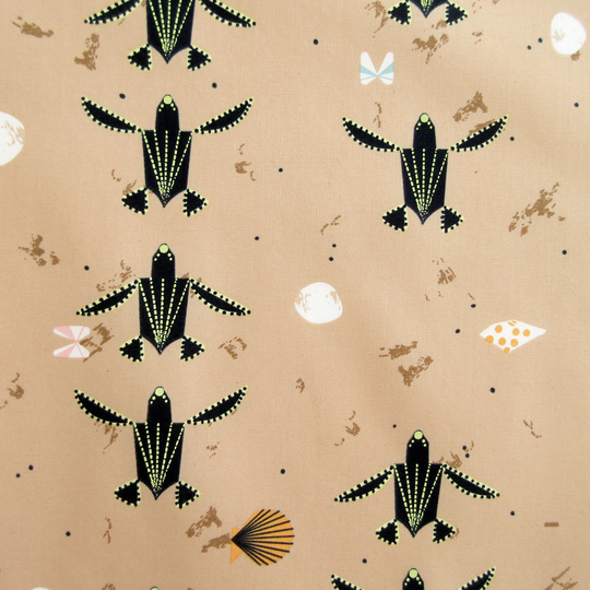 Sea Turtle Fabric, Charley Harper Perilous Passage, Organic Cotton Poplin, By The Half Or Full Yard