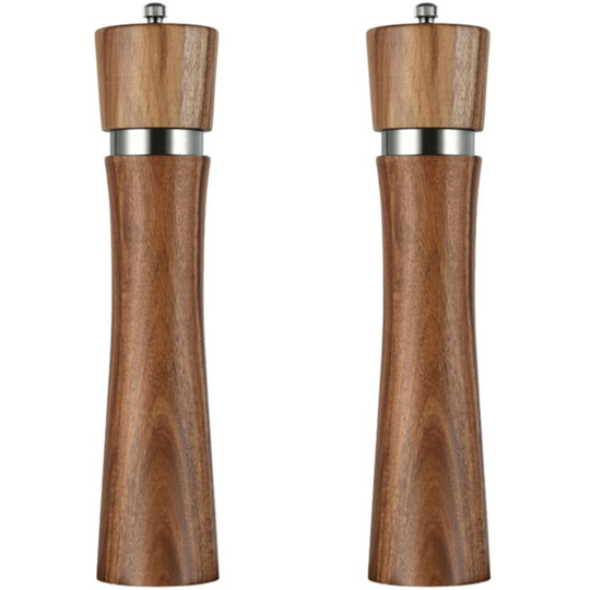 Salt and Pepper Grinder Set - Wooden Salt and Pepper Shakers Set - Adjustable Coarseness Mill Grinders 10 inch two color boxes