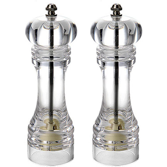 Fvbjd - Pepper Mill and Salt Shaker Set of 2 Salt and Pepper Mill Shaker with Adjustable Coarseness-Clear 2pcs7 inch