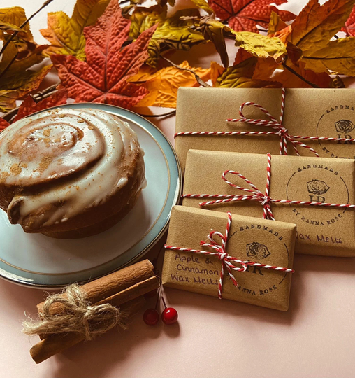 Apple & Cinnamon, Vegan Soy Wax Melt Bars - Autumn/Halloween/Seasonal/Fall Scents, Plastic Free, Gifts For Her