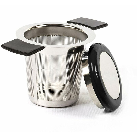 Stainless Steel Tea Filter Tea Infuser Tea Strainer with Fine Hole Silicone Handle and Lid for Mug
