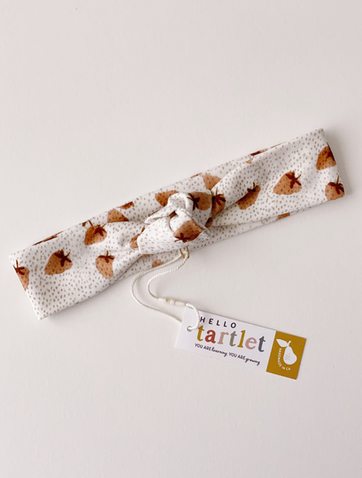 Strawberry Fields | Organic Cotton Knotted Bow Headband Jersey Baby Stretchy Girls |Turban