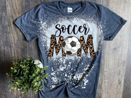 Soccer Mom /Leopard Bleached Tee/ Cute Shirt/ Gifts For Mom/ Shirts/Bleach Shirt/Soccer Season