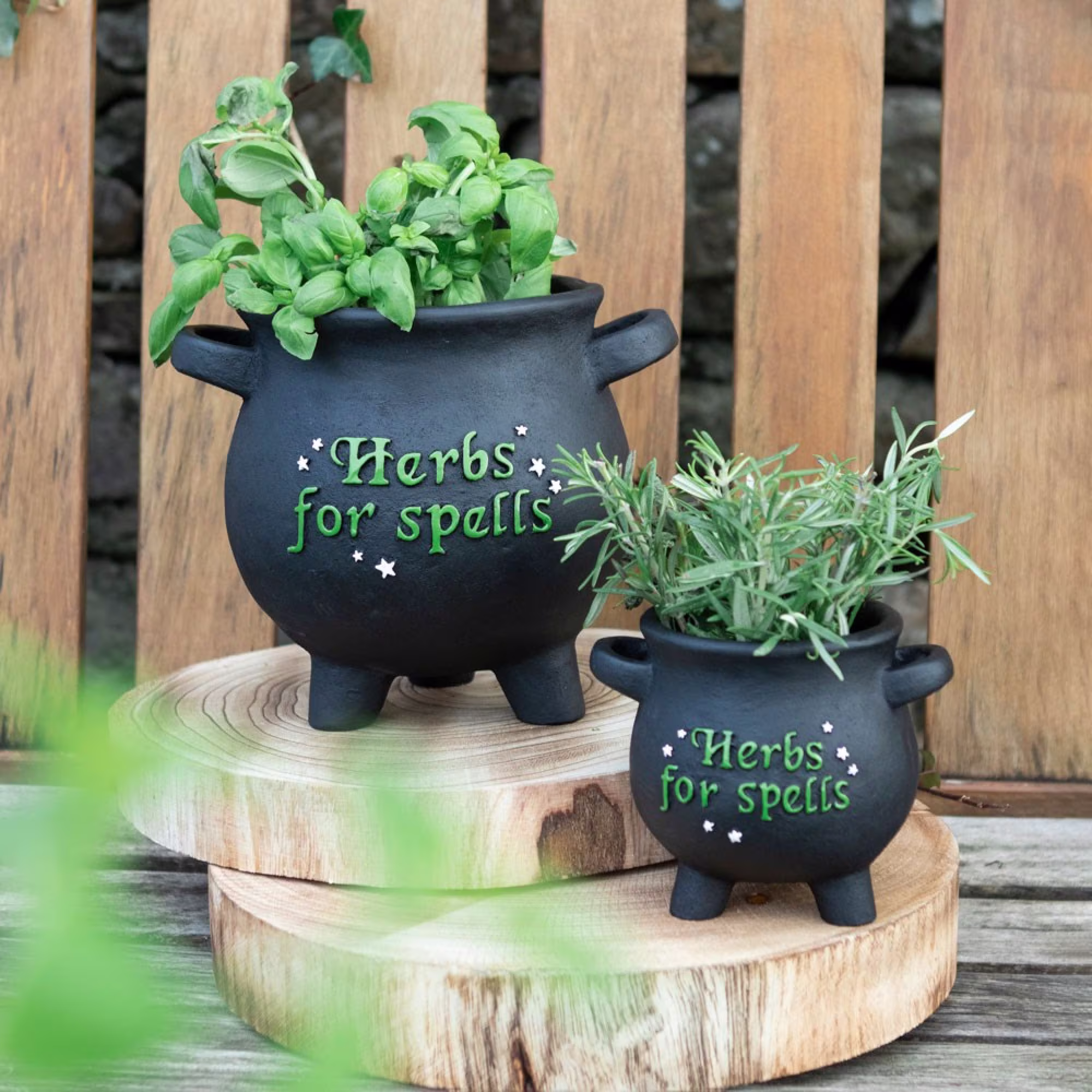 Herbs For Spells Cauldron Plant Pot Large | Window Sill Kitchen Garden Witchy Gifts For Witches Pagan Wiccan Wicca Gothic