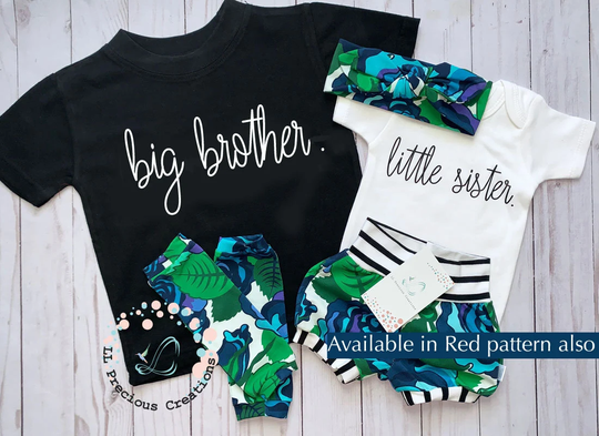 Organic Little Sister Big Brother Shorts Bloomers Newborn Coming Home Outfit Baby Girl Clothes Sibling Outfits Shower Gift