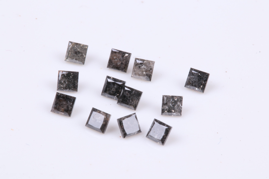 Tiny 2.50mm Salt & Pepper Princess Cut Diamond, Clear White Black Natural Melee Accent Diamonds For Jewelry, 2Pcs