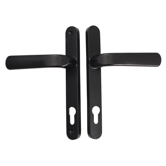 Sun Flowergb - Door Knob Handle Set for 85mm Sponge Cake Inlay, Aluminum Handle, Galvanized Powder Coated Steel Escutcheon, Left and Right, Black