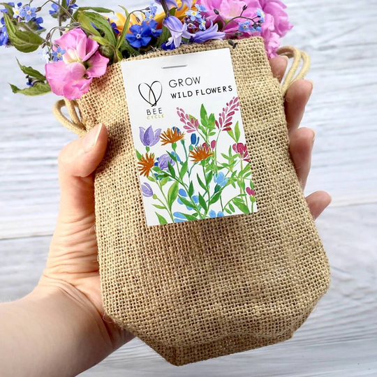 Save The Bee's Wildflower Jute Bag Grow Set