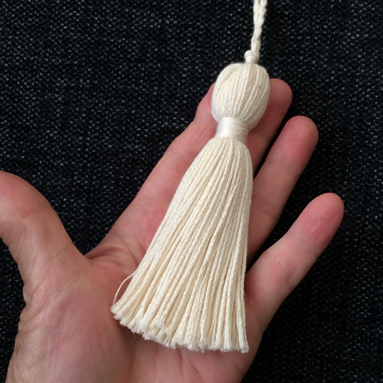 Natural Raw Soft 100% Organic, Cotton Tassel, Handmade Large Tassel 11cm Approx
