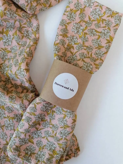 Baby Burp Cloth Organic Cotton Muslin Square | Cloths 60x60cm Roughly Scandi Ditsy Floral Design By Doreen & Ada