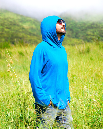 Eco Friendly Hoodie For Men - Organic Clothing Raglan Sleeve Blue Several Color Available