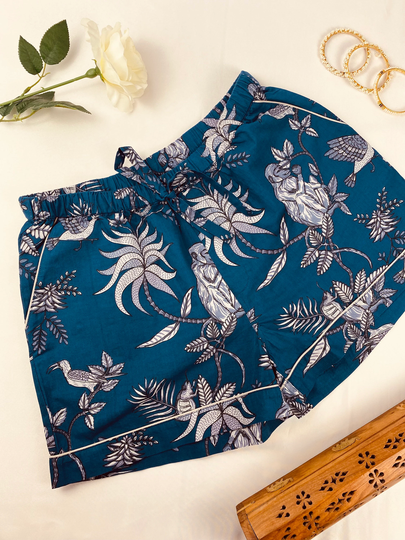 Organic Cotton Summer Shorts, Block Print 100% Shorts, Sustainable Womens Eco-Friendly Gift