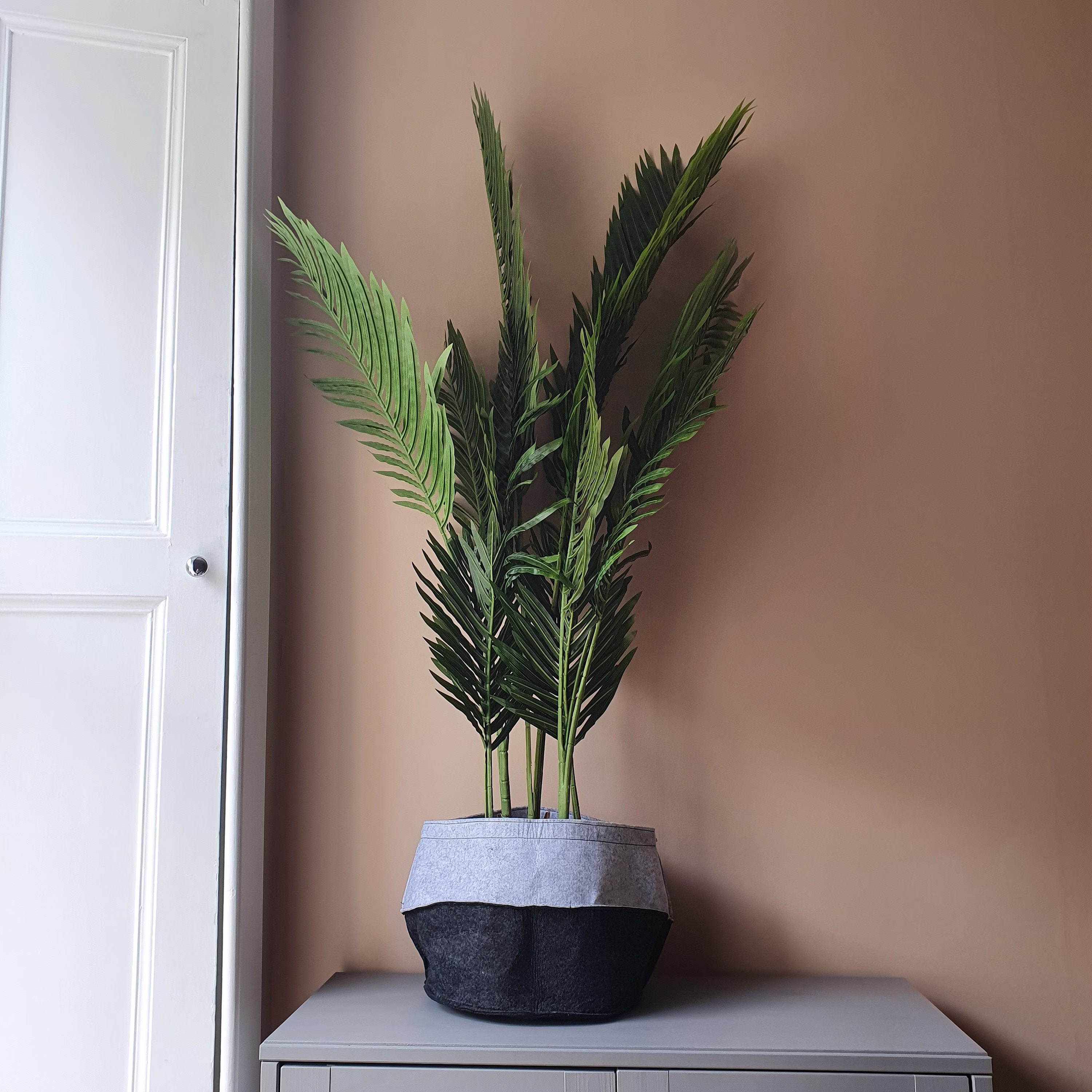 Clova Xl 30cm Felt Indoor Plant Pot Cover For 24cm Inner Pots | Planter Storage Basket Pale Grey & Anthracite