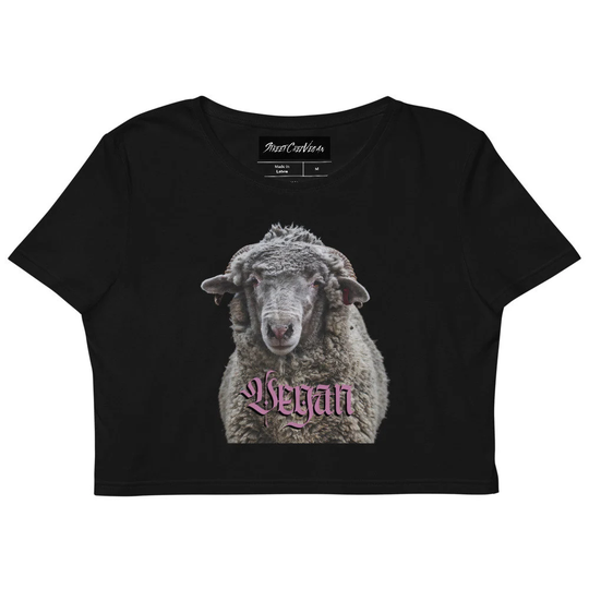 Organic Cotton Vegan Crop Top | Animal Rights Sheep Shirt