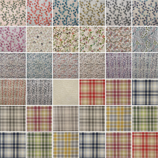 Luxury Cotton Rich Digital Printed Linen Fabric Floral Watercolour Leaves, Tartans