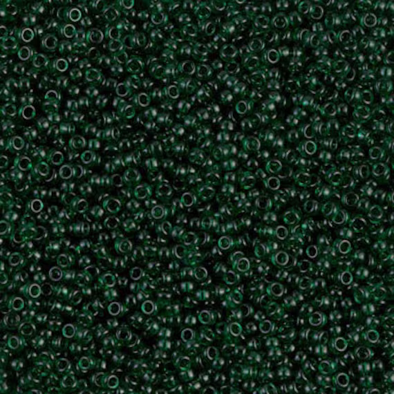 Seed Bead 15-156 Miyuki Beads 15/0 Transparent Dark Emerald 10 Grams Diy
