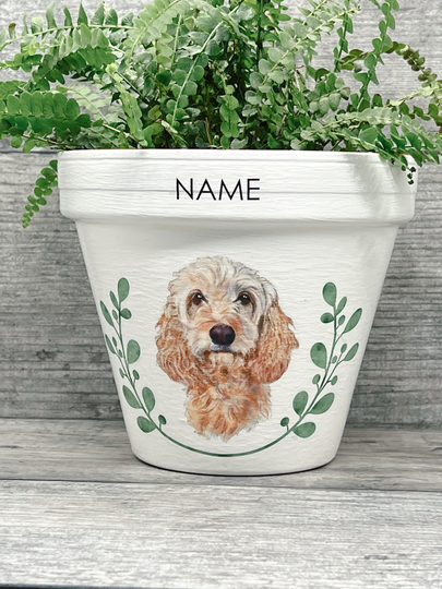 Personalised Tan Cockapoo Dog Plant Pot Gift .dog Memorial Keepsake Flower Planter. Dog Lovers Gift. Birthday Terracotta Pot