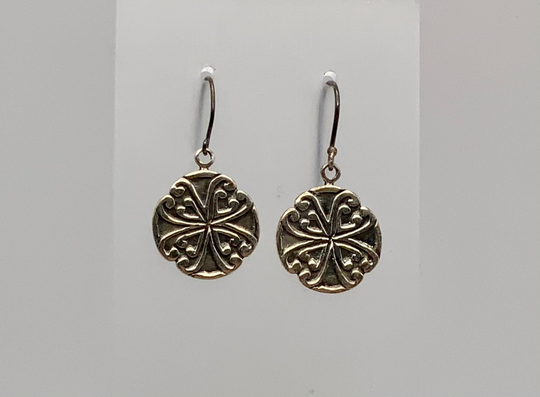 Caviar Dreams Sterling Silver Organic Design Round Pierced Dangle Earrings - 1